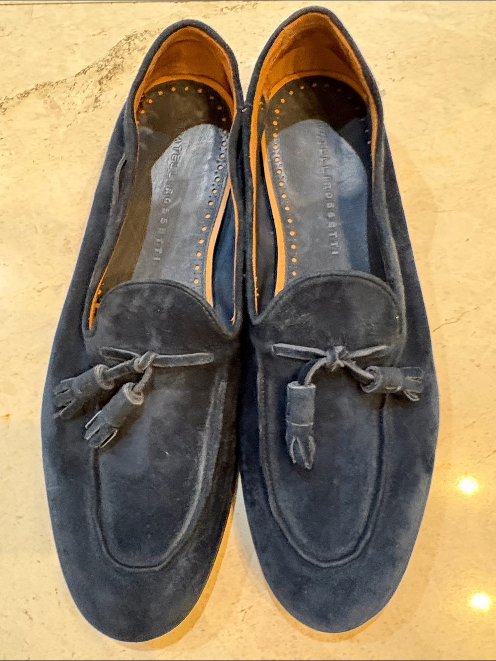 Fratelli Rossetti Navy Suede Tassel Loafers